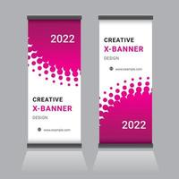 Roll Up Banner Design with Halftones vector