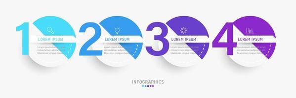 plantilla de diseño de etiquetas infográficas vectoriales con iconos y 4 opciones o pasos. se puede utilizar para diagramas de proceso, presentaciones, diseño de flujo de trabajo, banner, diagrama de flujo, gráfico de información. vector