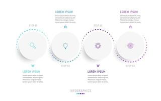 plantilla de diseño de etiquetas infográficas vectoriales con iconos y 4 opciones o pasos. se puede utilizar para diagramas de proceso, presentaciones, diseño de flujo de trabajo, banner, diagrama de flujo, gráfico de información. vector