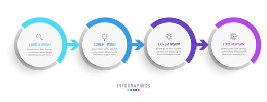 plantilla de diseño de etiquetas infográficas vectoriales con iconos y 4 opciones o pasos. se puede utilizar para diagramas de proceso, presentaciones, diseño de flujo de trabajo, banner, diagrama de flujo, gráfico de información. vector