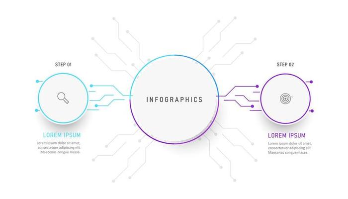 Vector Infographic label design template with icons and 2 options or steps. Can be used for process diagram, presentations, workflow layout, banner, flow chart, info graph.