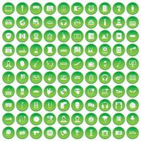 100 iconos de micrófono en círculo verde vector