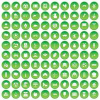 100 mill icons set green circle vector