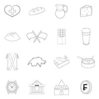 Switzerland travel icon set outline vector