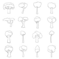 Green trees icon set outline vector
