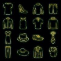 Clothes icons set vector neon