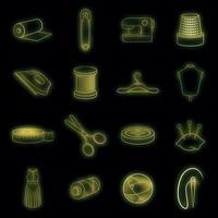 Tailoring icons set vector neon