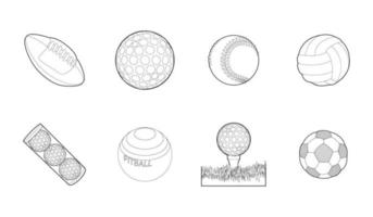 Balls icon set, outline style vector