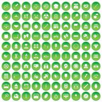 100 iconos de libra establecer círculo verde vector