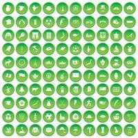 100 map icons set green circle vector