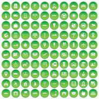 100 navigation icons set green circle vector