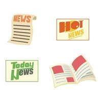 News icon set, cartoon style vector