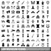 100 iconos de museo, estilo simple vector