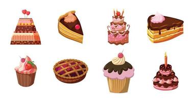 conjunto de iconos de pastel, estilo de dibujos animados vector