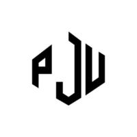 diseño de logotipo de letra pju con forma de polígono. pju polígono y diseño de logotipo en forma de cubo. pju hexágono vector logo plantilla colores blanco y negro. monograma pju, logotipo comercial y inmobiliario.