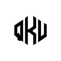 QKU letter logo design with polygon shape. QKU polygon and cube shape logo design. QKU hexagon vector logo template white and black colors. QKU monogram, business and real estate logo.