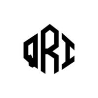 QRI letter logo design with polygon shape. QRI polygon and cube shape logo design. QRI hexagon vector logo template white and black colors. QRI monogram, business and real estate logo.