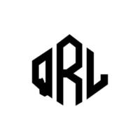 QRL letter logo design with polygon shape. QRL polygon and cube shape logo design. QRL hexagon vector logo template white and black colors. QRL monogram, business and real estate logo.