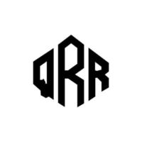 diseño de logotipo de letra qrr con forma de polígono. qrr polígono y diseño de logotipo en forma de cubo. qrr hexágono vector logo plantilla colores blanco y negro. monograma qrr, logotipo comercial e inmobiliario.