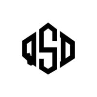 QSD letter logo design with polygon shape. QSD polygon and cube shape logo design. QSD hexagon vector logo template white and black colors. QSD monogram, business and real estate logo.