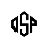 QSP letter logo design with polygon shape. QSP polygon and cube shape logo design. QSP hexagon vector logo template white and black colors. QSP monogram, business and real estate logo.