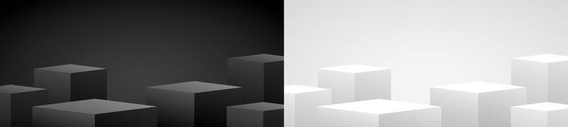 cool minimal design black and white geometric podium display background 3d illustration vector