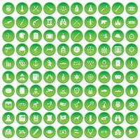 100 iconos de armas establecer círculo verde vector