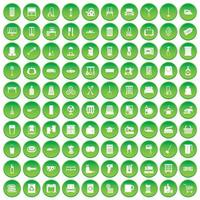 100 housework icons set green circle vector