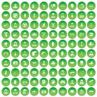 100 human resources icons set green circle