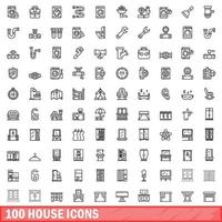 100 iconos de casa, estilo de esquema