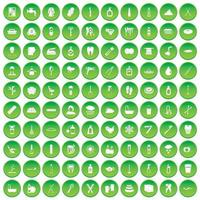 100 iconos de higiene establecer círculo verde vector