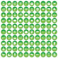 100 iconos de interacción establecer círculo verde vector