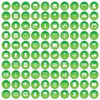 100 interior icons set green circle vector