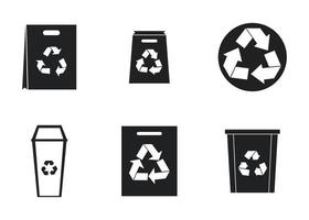 Recycle material icon set, simple style vector