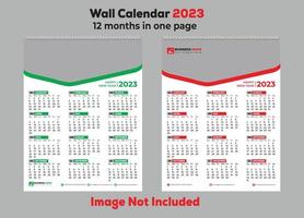 1 página 2023 mejor diseño de calendario de pared, diseño de calendario de pared de 12 meses, diseño de calendario 2023 vector