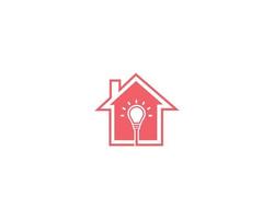 bombilla de luz en la ilustración de símbolo de vector de diseño de logotipo de casa o casa.