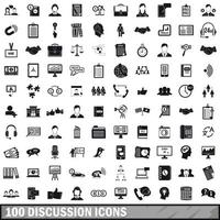 100 conjunto de iconos de discusión, estilo simple vector