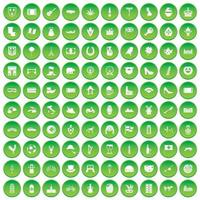 100 iconos de Europa establecer círculo verde vector