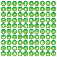 100 farming icons set green circle