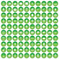 100 robot icons set green circle vector