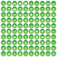 100 robot icons set green circle vector