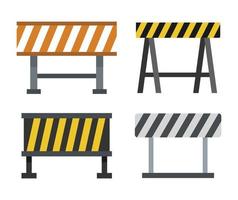 Road barrier icon set, flat style vector