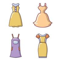 conjunto de iconos de vestido, estilo de dibujos animados vector