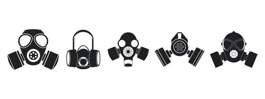 Gas mask icon set, simple style vector