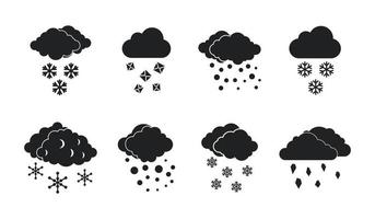 conjunto de iconos de nube de nieve, estilo simple vector