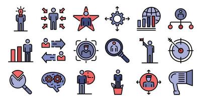 Managing skills icons vector flat