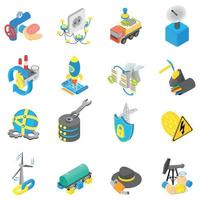 Digital petroleum icons set, isometric style vector