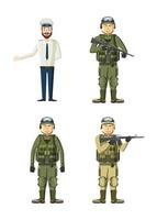 Army man icon set, cartoon style vector