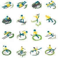 Olympiad icons set, isometric style vector