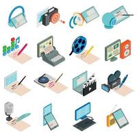 Script Writer Icons Set, Isometric Style